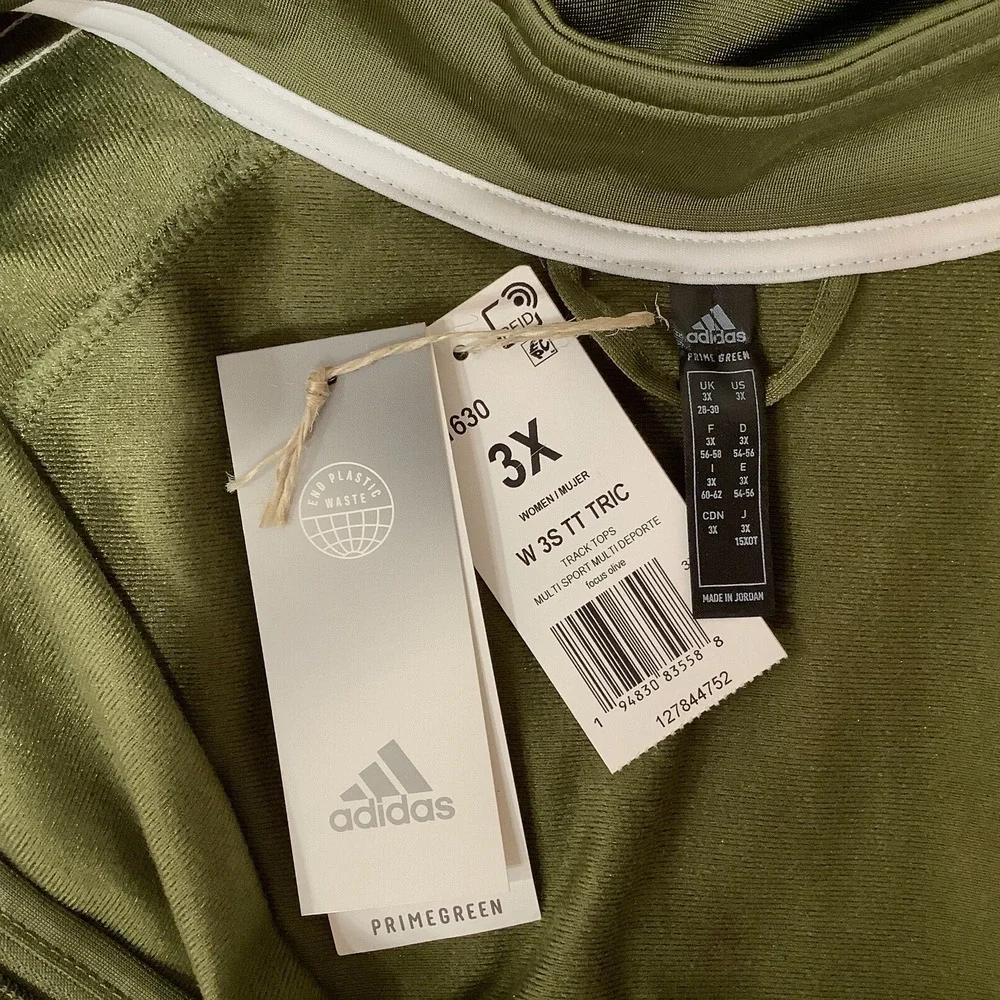 ADIDAS Track Activewear Jacket Unisex Women's Olive Green Zip Up sz 3X - Picture 5 of 5